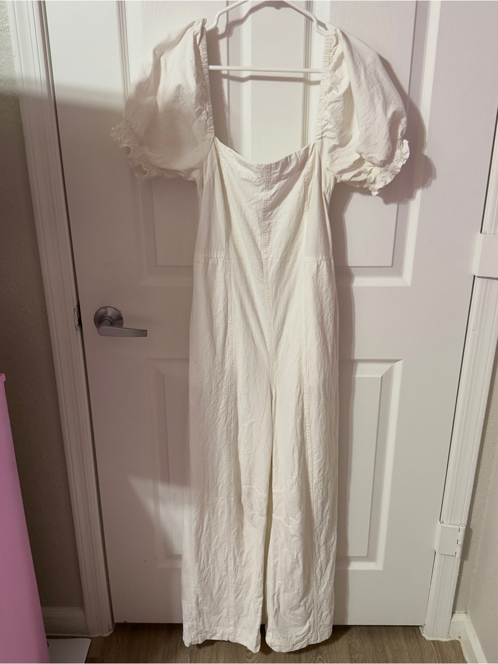 Free People Cream Puff-Sleeve Wide Leg Jumpsuit